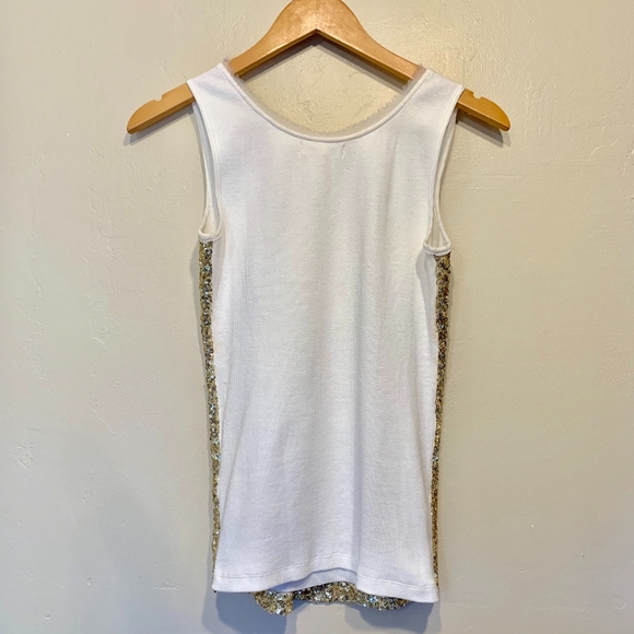 Calvin Klein | Gold Jewel Tone Sparkle Sequin Fitted Tank Top - Picture 4 of 6